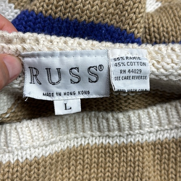 Vintage Russ Sleeveless Striped Sweater Size Large - Picture 7 of 8